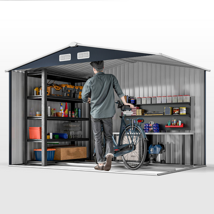 9 x 6 ft Dark Grey Metal Garden Storage Shed