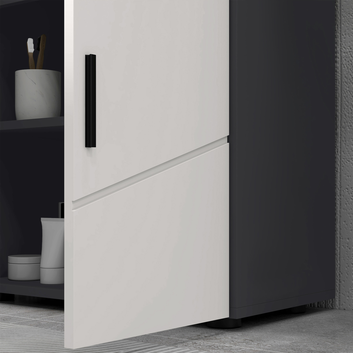 Bathroom Vanity Unit, Under Sink Cabinet with Shelf, Light Grey
