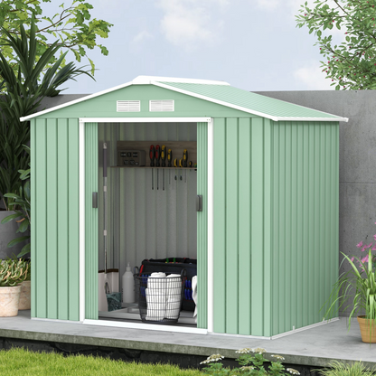 7 x 4ft Metal Garden Storage Shed Light Green