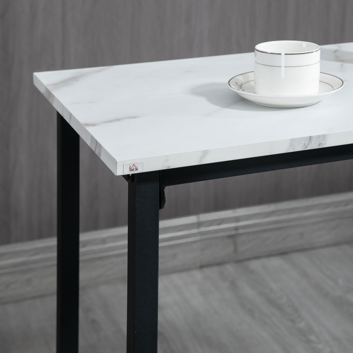 3 Piece Bar Table Set for 2 with Stools Steel Frame Footrest White