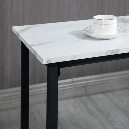 3 Piece Bar Table Set for 2 with Stools Steel Frame Footrest White