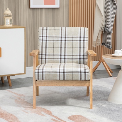 Modern Accent Chairs Upholstered Linen-Feel Living Room Chair Beige
