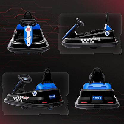Kids Bumper Car, 360-Degree Rotation Waltzer Car w/ 2 Speeds - Black 6V