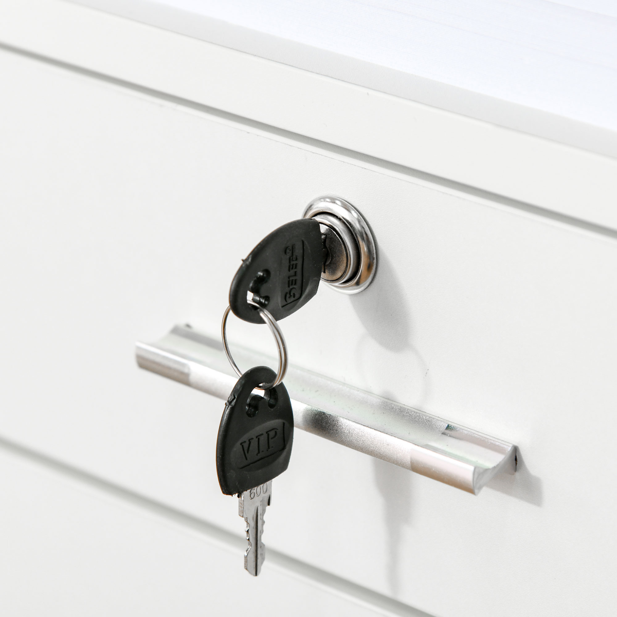 Mobile File Cabinet Lockable Documents Storage w/ 5 Wheels White