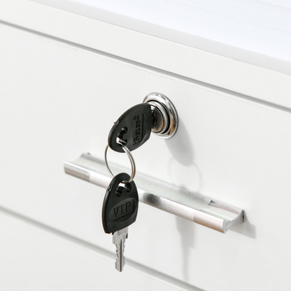 Mobile File Cabinet Lockable Documents Storage w/ 5 Wheels White