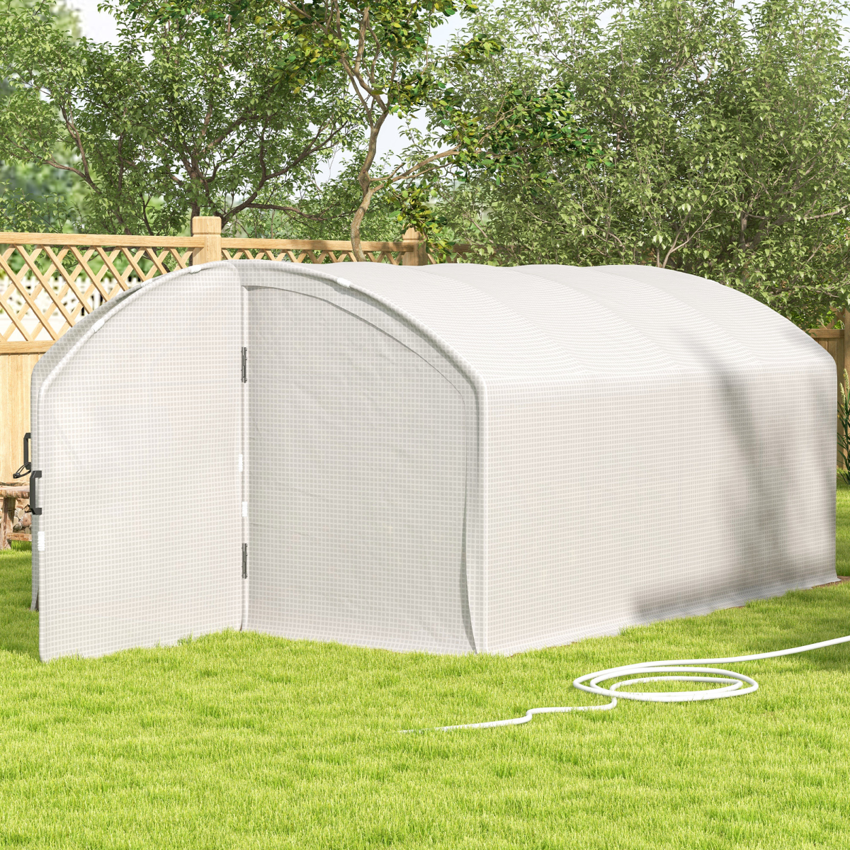 4 x 3 x 2m Polytunnel Greenhouse with Door, UV-resistant PE Cover