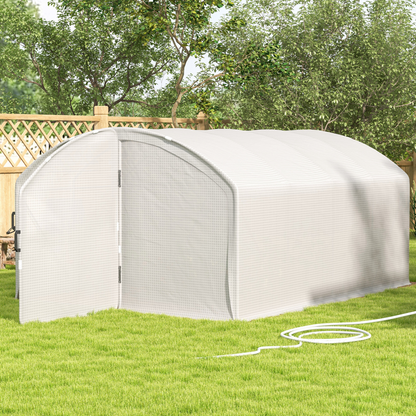 4 x 3 x 2m Polytunnel Greenhouse with Door, UV-resistant PE Cover
