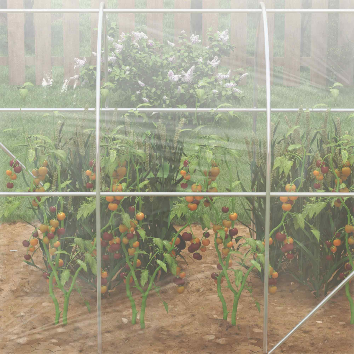 3 x 2 x 2m Polytunnel Greenhouse with Door, Galvanised Steel Frame