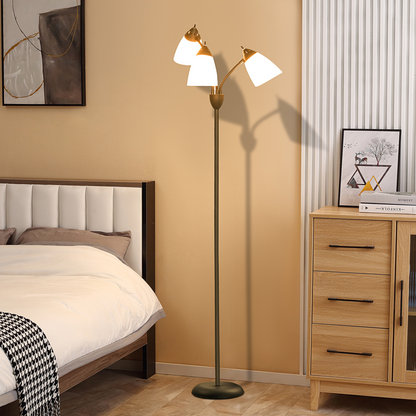 Arc Tree Floor Lamp 3 Adjustable Rotating Lights, with Steel Frame, 155cm, Black