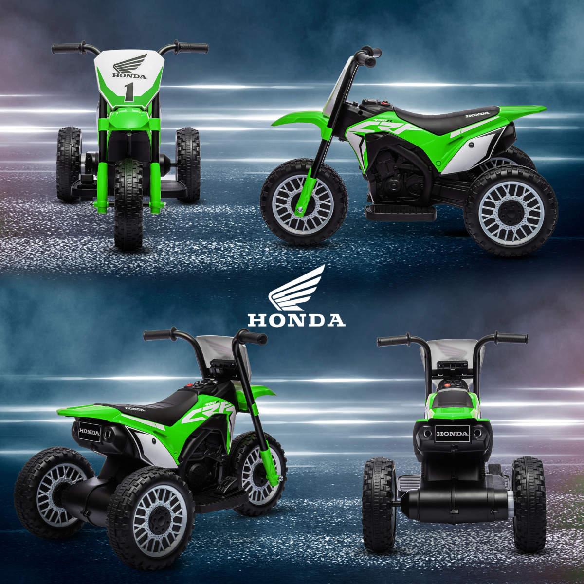 Honda CRF450RL Licensed 6V Kids Electric Motorbike with Horn - Green