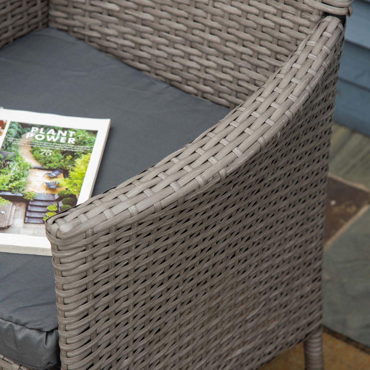 4PC Outdoor Rattan Armchair Wicker Dining Chair Set for Garden Grey