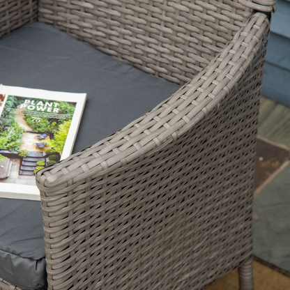4PC Outdoor Rattan Armchair Wicker Dining Chair Set for Garden Grey