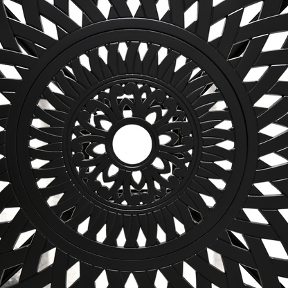 Round Garden Dining Table with Parasol Hole Cast Aluminium Black 78cm