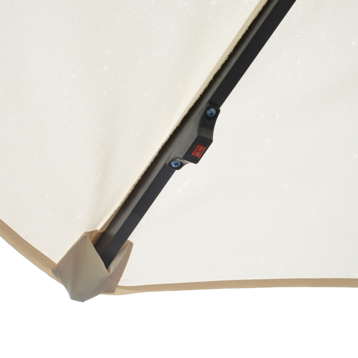 Umbrella Parasol W/Solar Powered LED stripes, 2.95x2.45H m-Cream