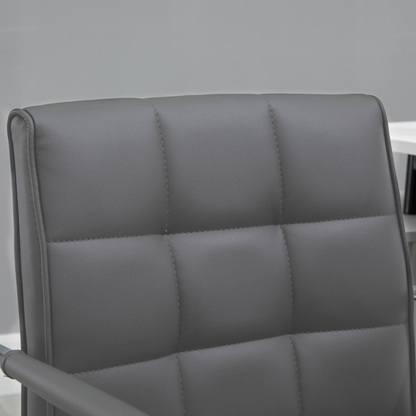 Mid Back PU Leather Home Office Chair Swivel Desk Chair with Arm, Wheel, Grey