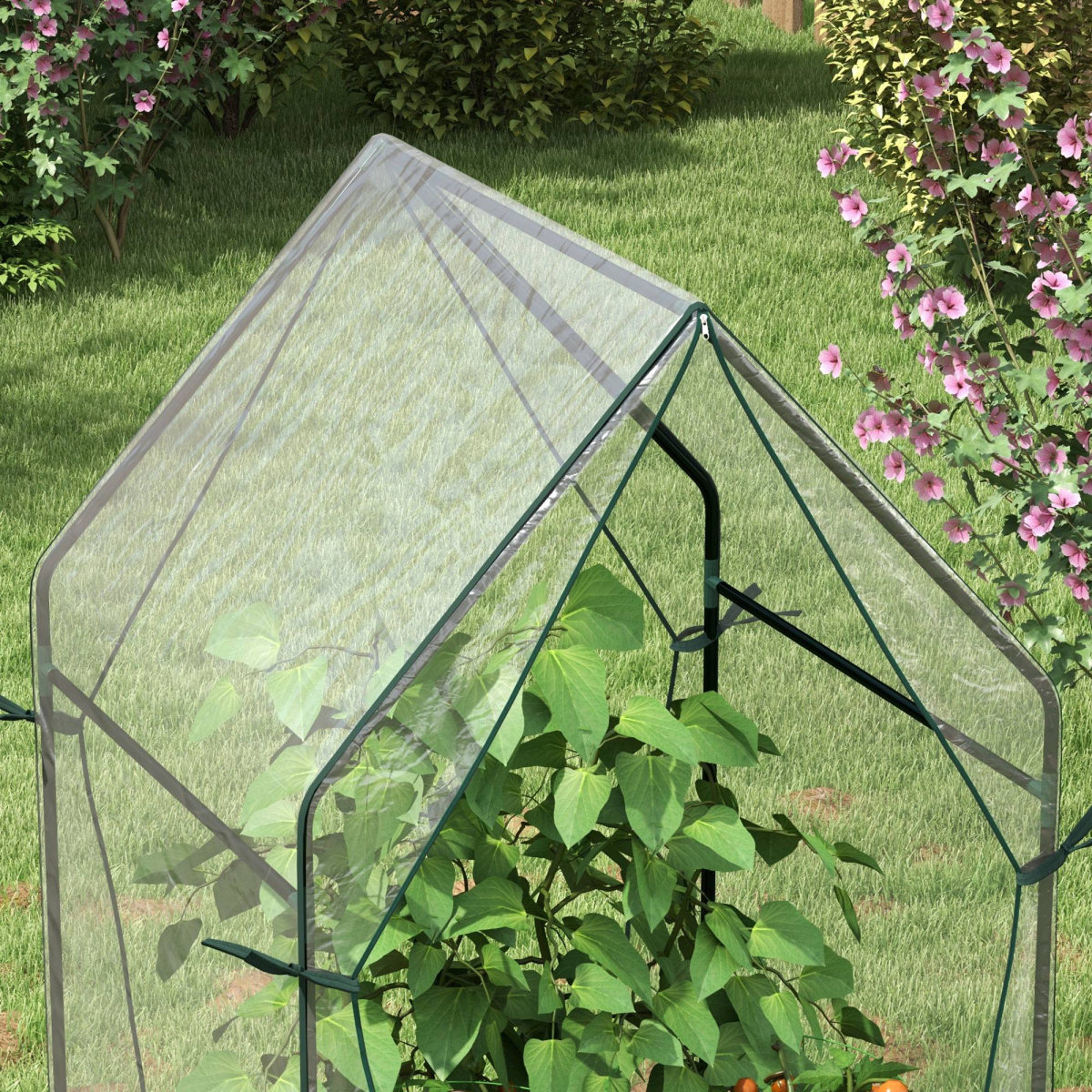 Tomato Greenhouse with 2 Zipped Doors, Outdoor Green House, Clear
