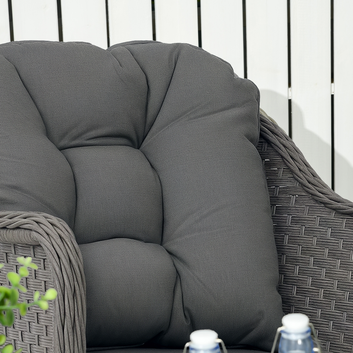 Rattan Garden Furniture, Padded Cushions Conversation Sofa Set 4 PCS