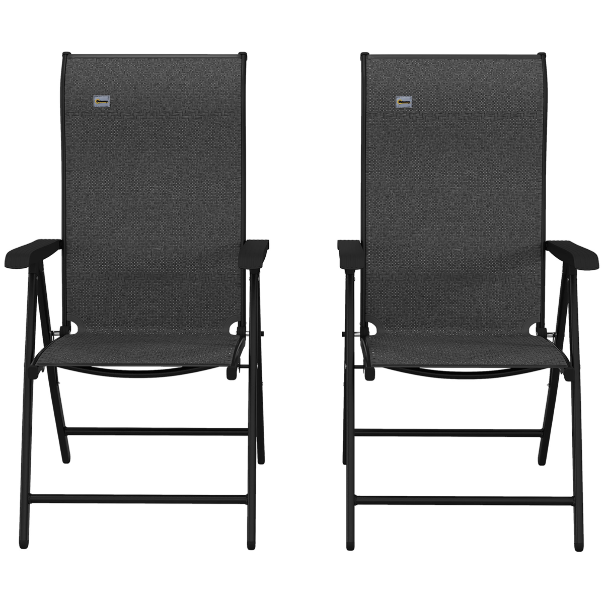 Set of 2 Outdoor Rattan Folding Chair Set w/ Adjustable Backrest Grey