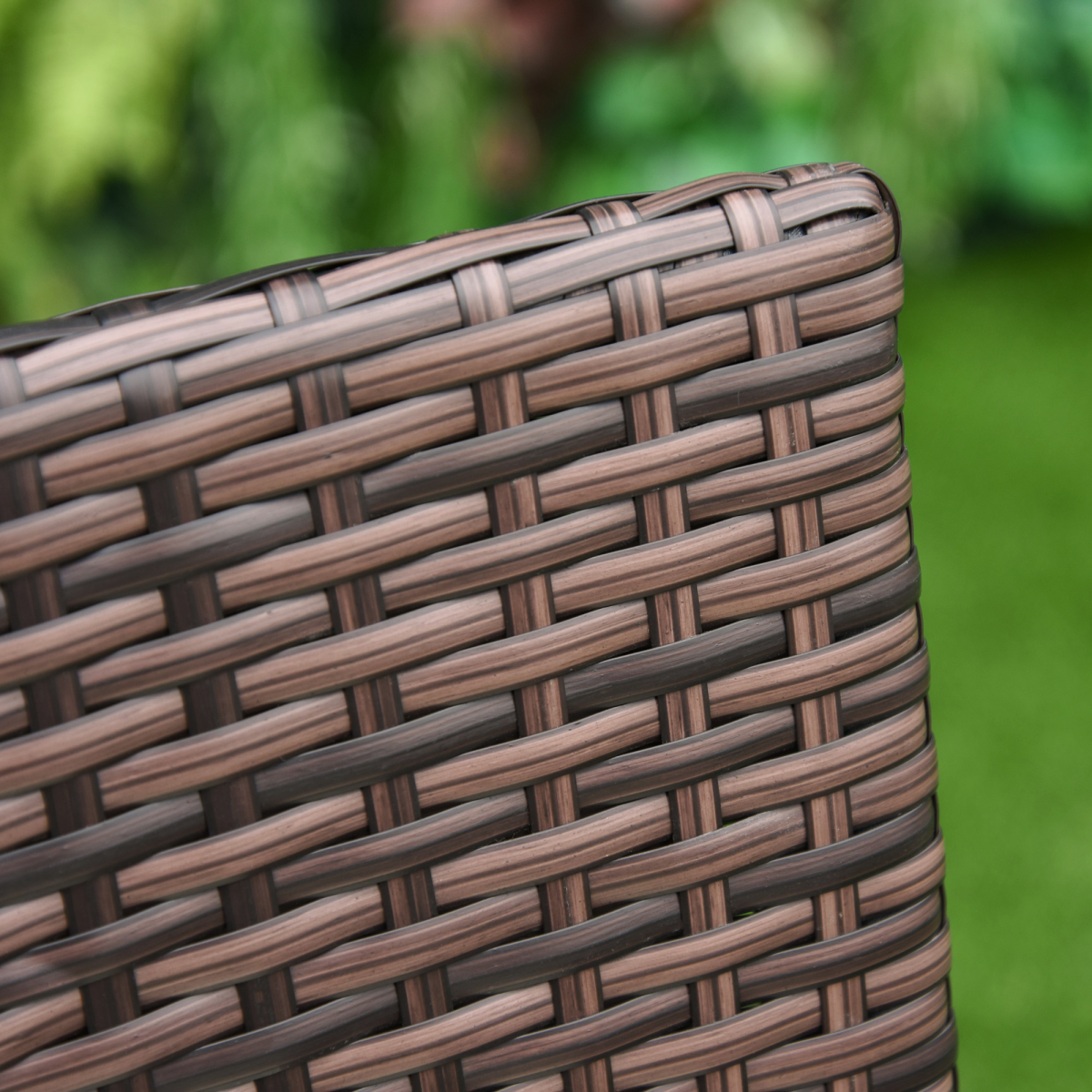 4 PC Outdoor Rattan Armchair Wicker Dining Chair Set for Garden Brown