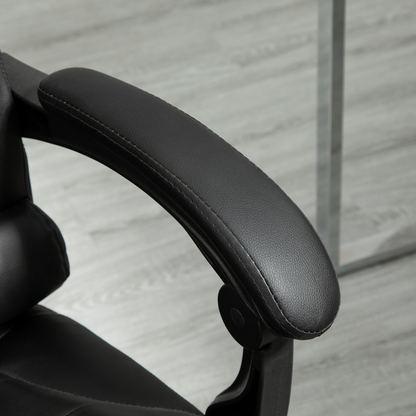 PU Leather Home Office Chair High Back Computer Chair with Swivel Wheels Black