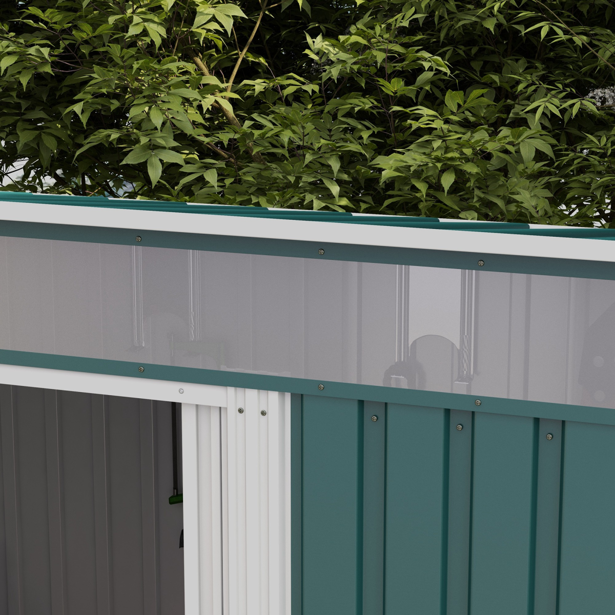 6.5x4FT Garden Shed with Foundation Lockable Metal Tool Shed Green