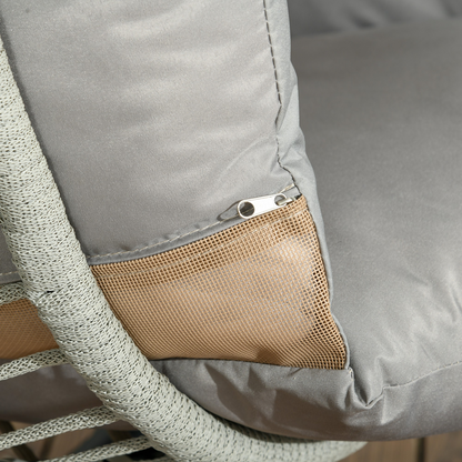 Hanging Swing Chair with Thick Cushion, Patio Hanging Chair, Grey