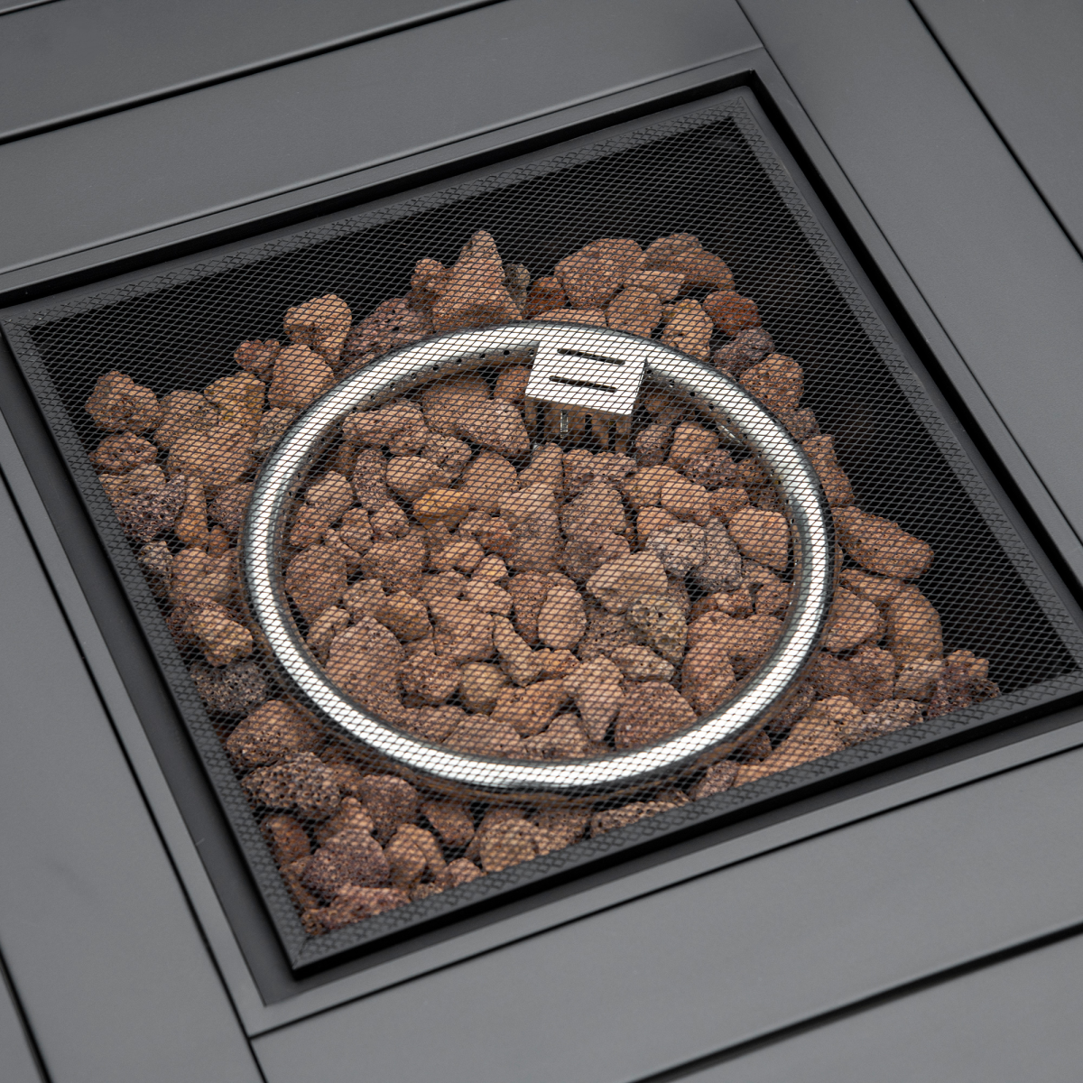Gas Fire Pit Table w/ Rain Cover, Mesh Lid & Lava Stone, 40,000 BTU