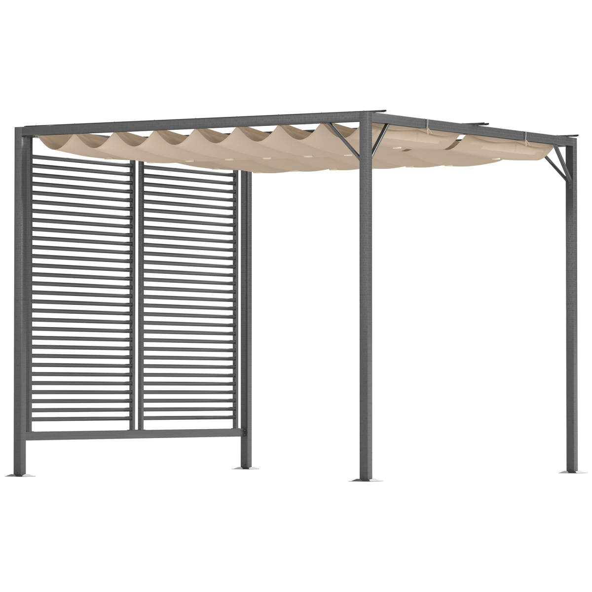 Metal Pergola Patio Sun Shelter Grape Tent Retractable Canopy UV Cut