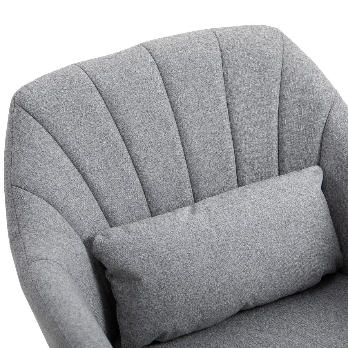 Stylish Retro Linen Swivel Tub Chair Steel Frame Cushion Seat Light Grey