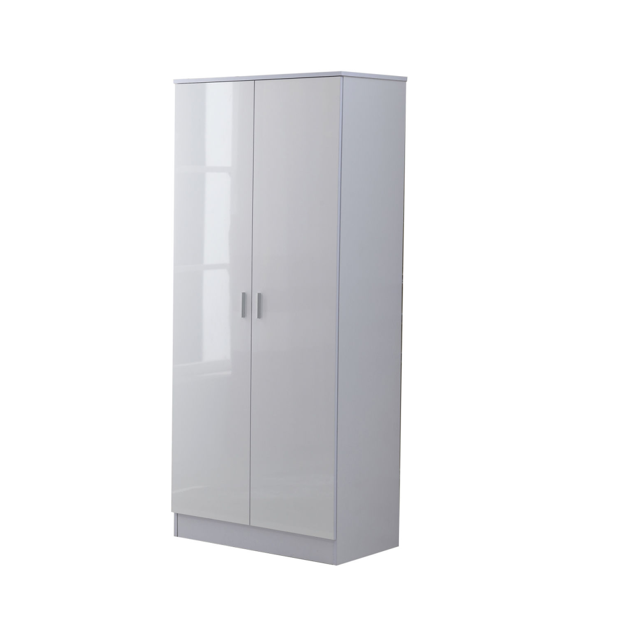 Tall White High Gloss Wardrobes 3 Pc Chest Bedside Table 7 Drawer
