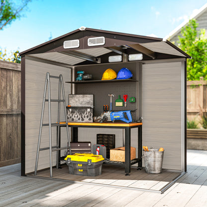 6.2 x 4.3ft Metal Garden Shed Oak