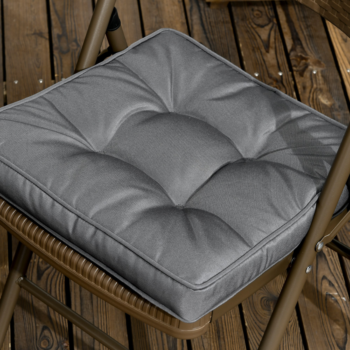 40 x 40cm Garden Seat Cushion with Ties Replacement Dining Chair Seat Pad, Grey