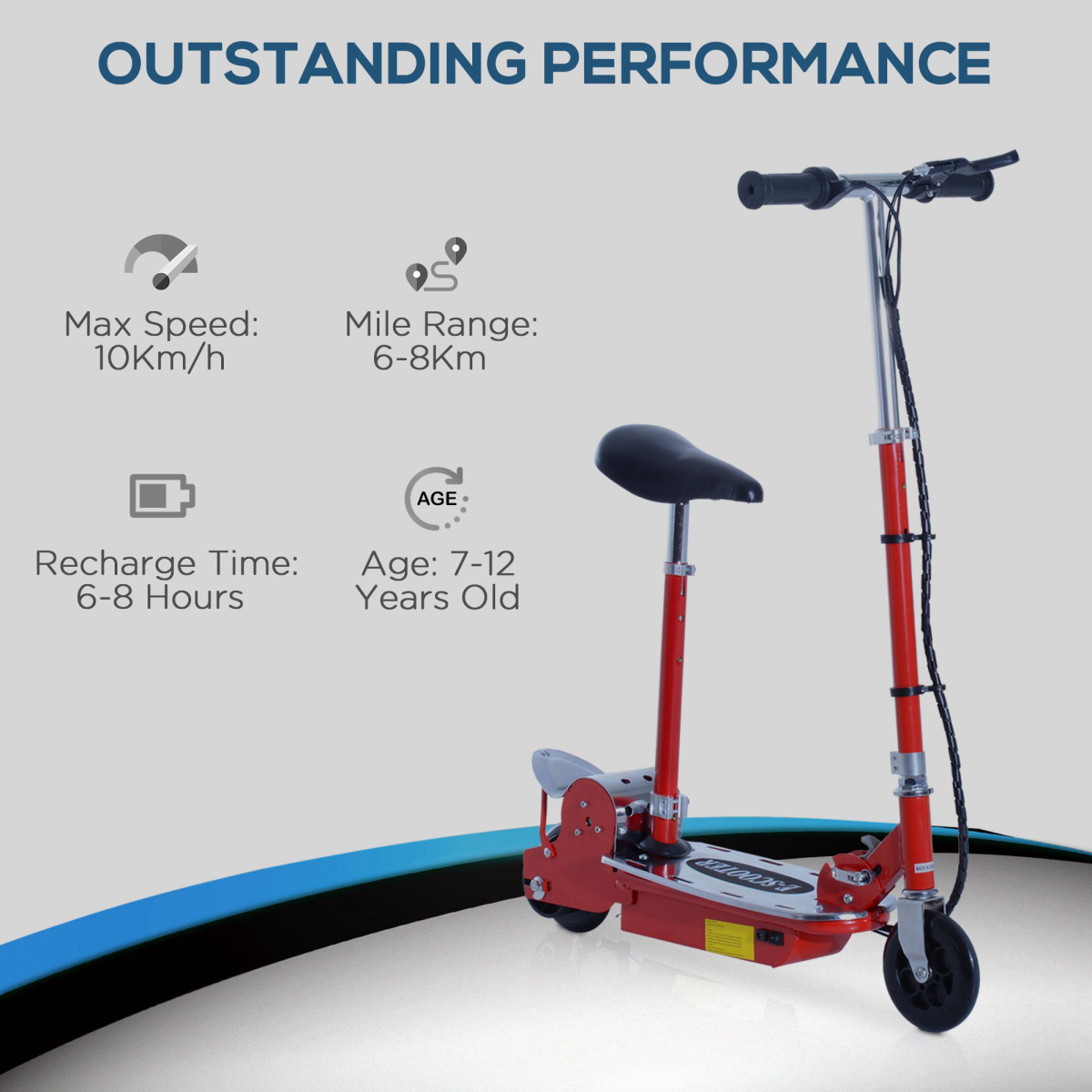 Teen Foldable Electric Scooter Battery 12V 120W w/ Brake Kickstand