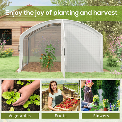 4 x 3 x 2m Polytunnel Greenhouse with Door, UV-resistant PE Cover