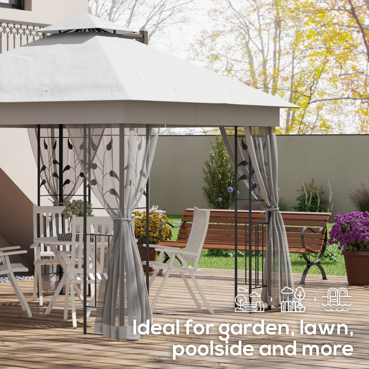 3 x 3(m)  Garden Gazebo Marquee Tent Canopy Shelter Pavilion Grey