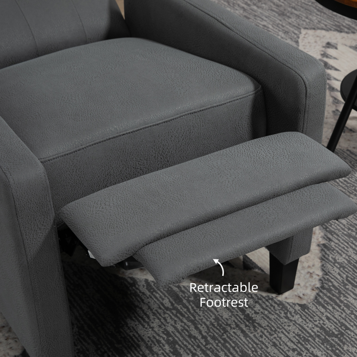Button Tufted Microfibre Cloth Recliner Armchair for Living Room, Grey