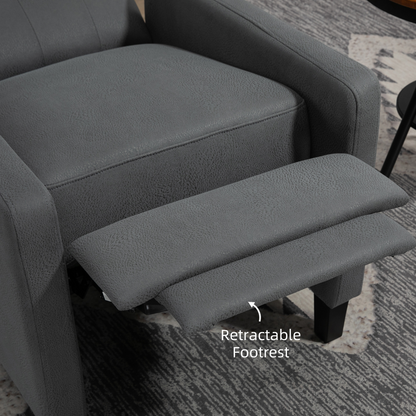 Button Tufted Microfibre Cloth Recliner Armchair for Living Room, Grey
