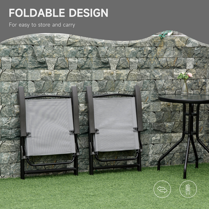 Patio Bistro Set Folding Chairs Garden Coffee Table for Balcony Grey