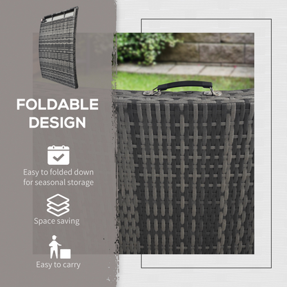 Folding Rattan Sun Lounger Outdoor Chair with Cushion and Pillow, Grey