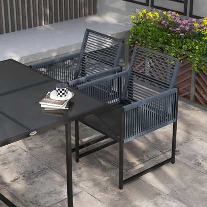 5 Pieces Patio Dining Set with Foldable Back for Poolside, Dark Grey