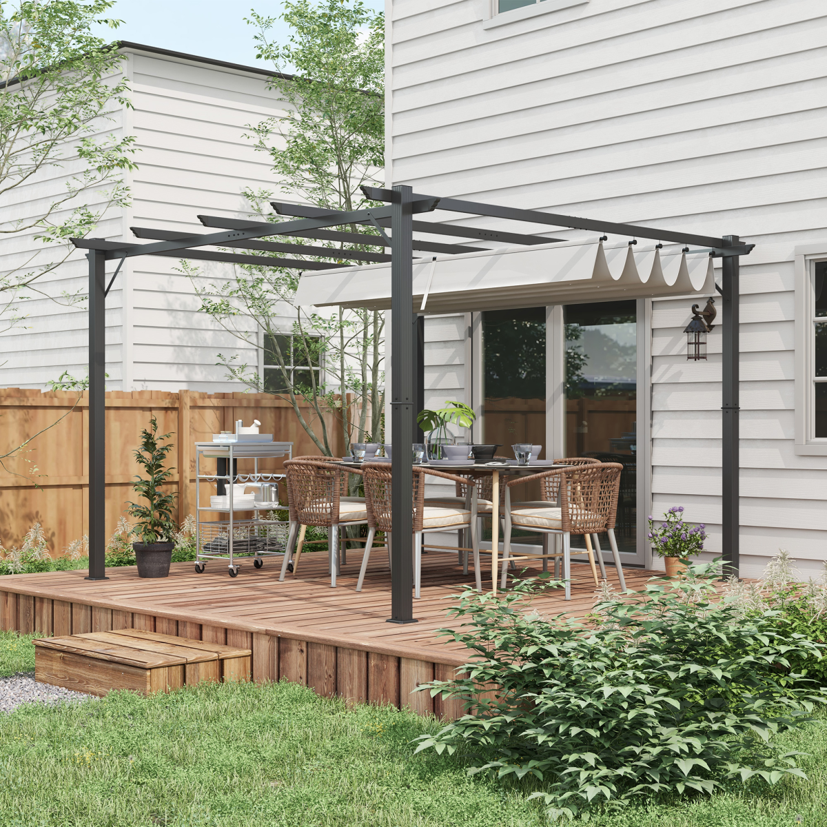 3x3(m) Pergola Gazebo Sun Shade Shelter Aluminium Garden Canopy, Grey