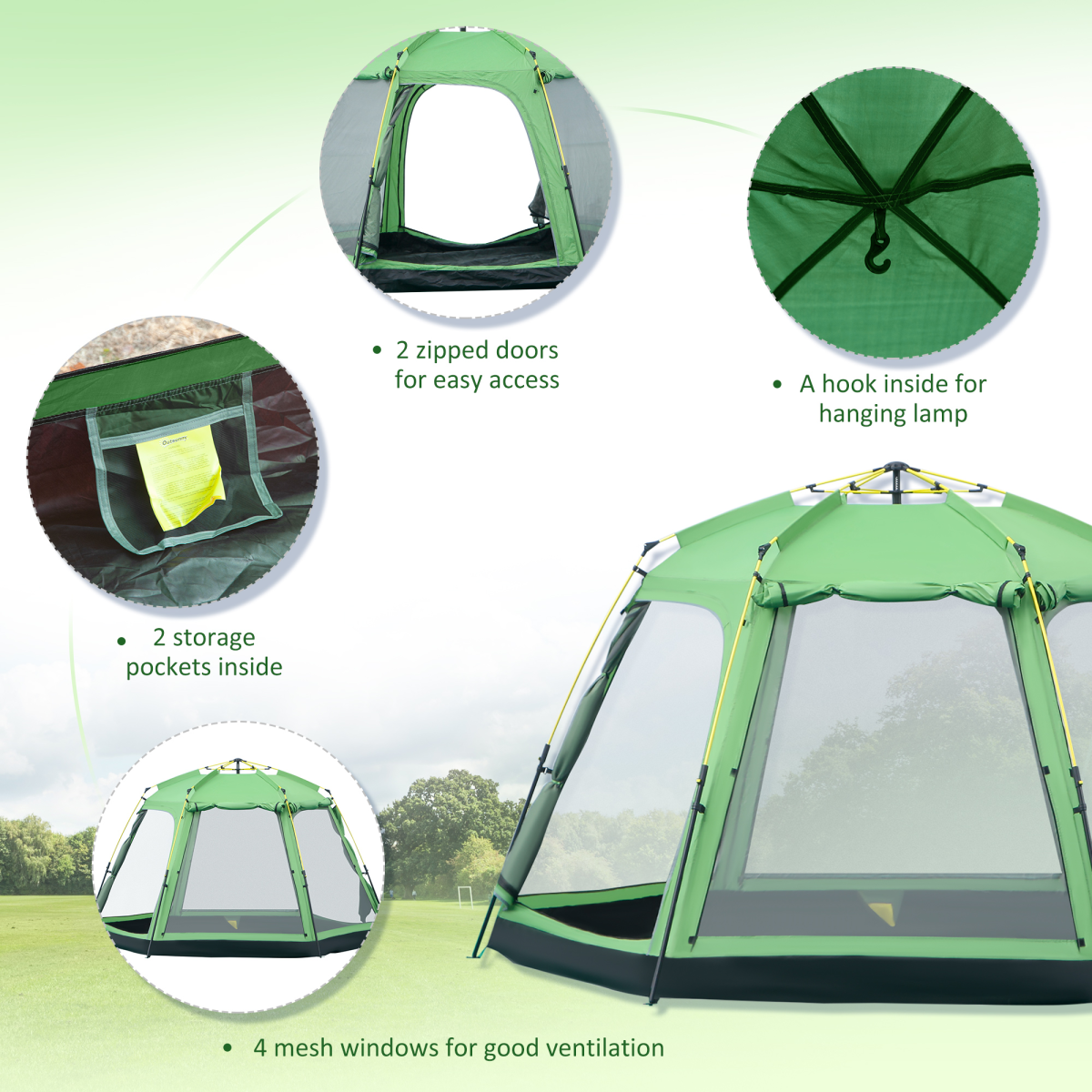 Camping Tent 2-Tier Pop-up Tent w/ Portable Carry Bag 6 Person