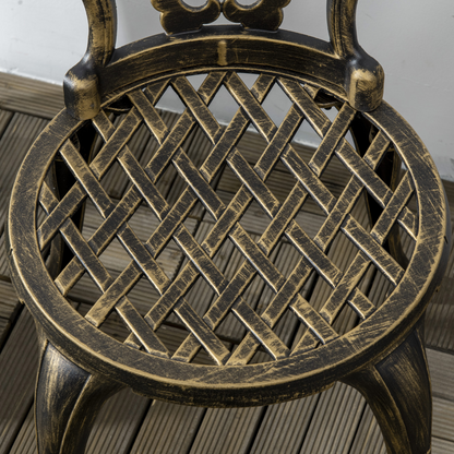 3-Piece Cast Aluminium Garden Bistro Set with Parasol Hole