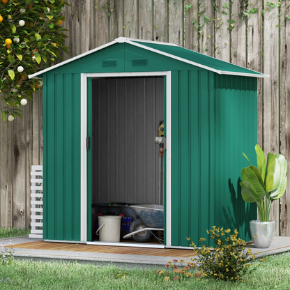 6.5x3.5ft Metal Garden Shed for Garden and Outdoor Storage, Green