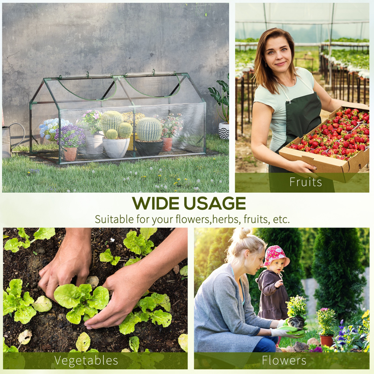 Greenhouse Plants Foil Tomato Vegetable House W/ 2 Windows Clear