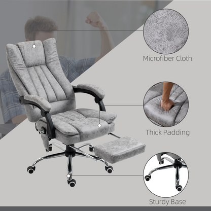 6-Point Vibrating Massage Office Chair w/ Microfibre Upholstery Arms Grey