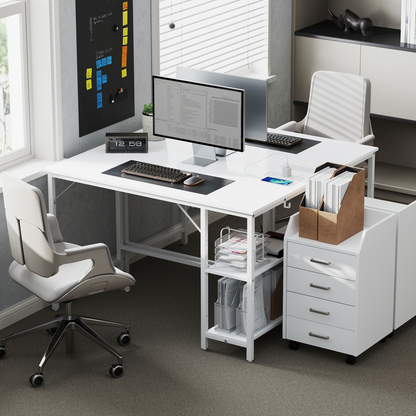 Home Office Desk Reversible Study Table for Bedroom White 120 x 60 cm