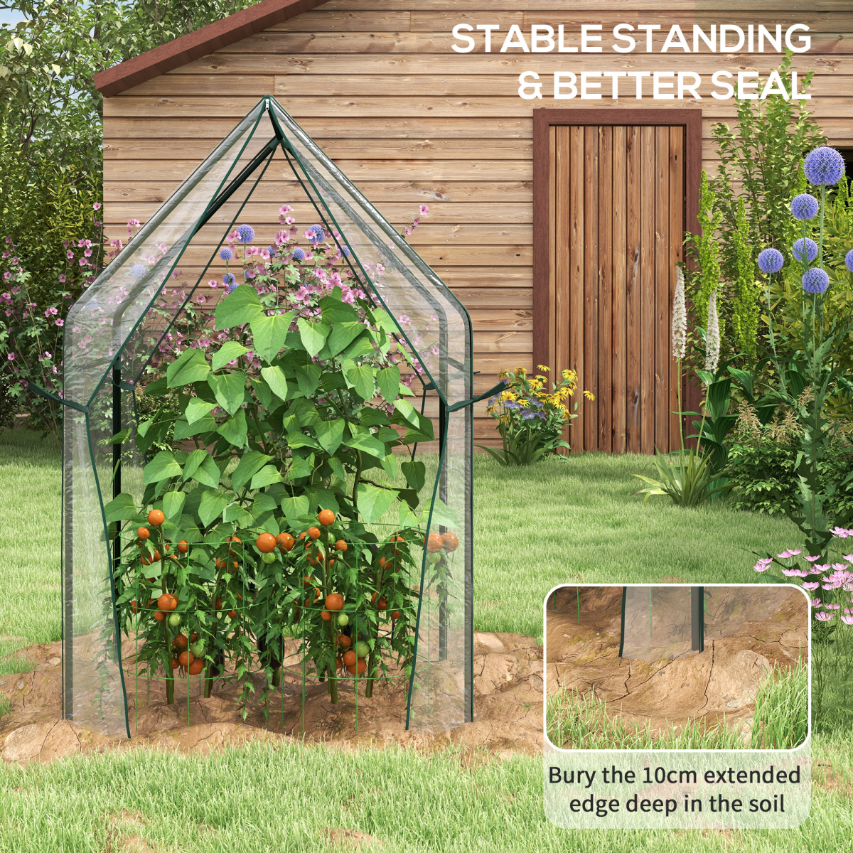 Tomato Greenhouse with 2 Zipped Doors, Outdoor Green House, Clear