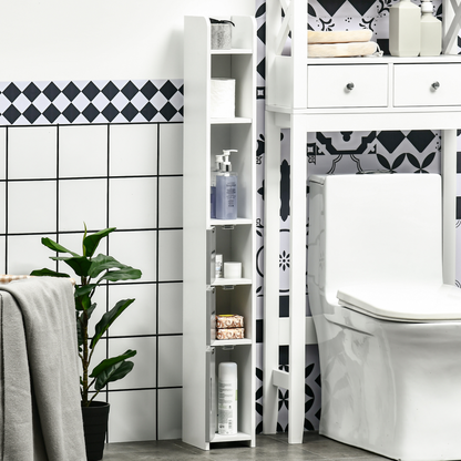 Freestanding Tall Bathroom Cabinet W/ Open Shelves 3 Cupboards, Grey