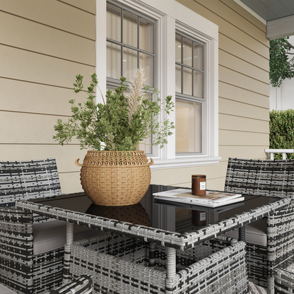 Rattan Garden Furniture Set Grey 4 Seater